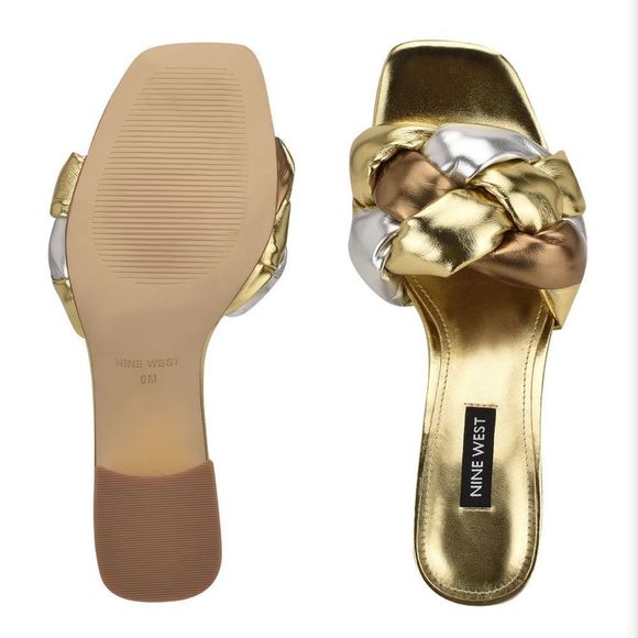 Nine West Gotit Block Heel Slide Sandals - Picture 4 of 4